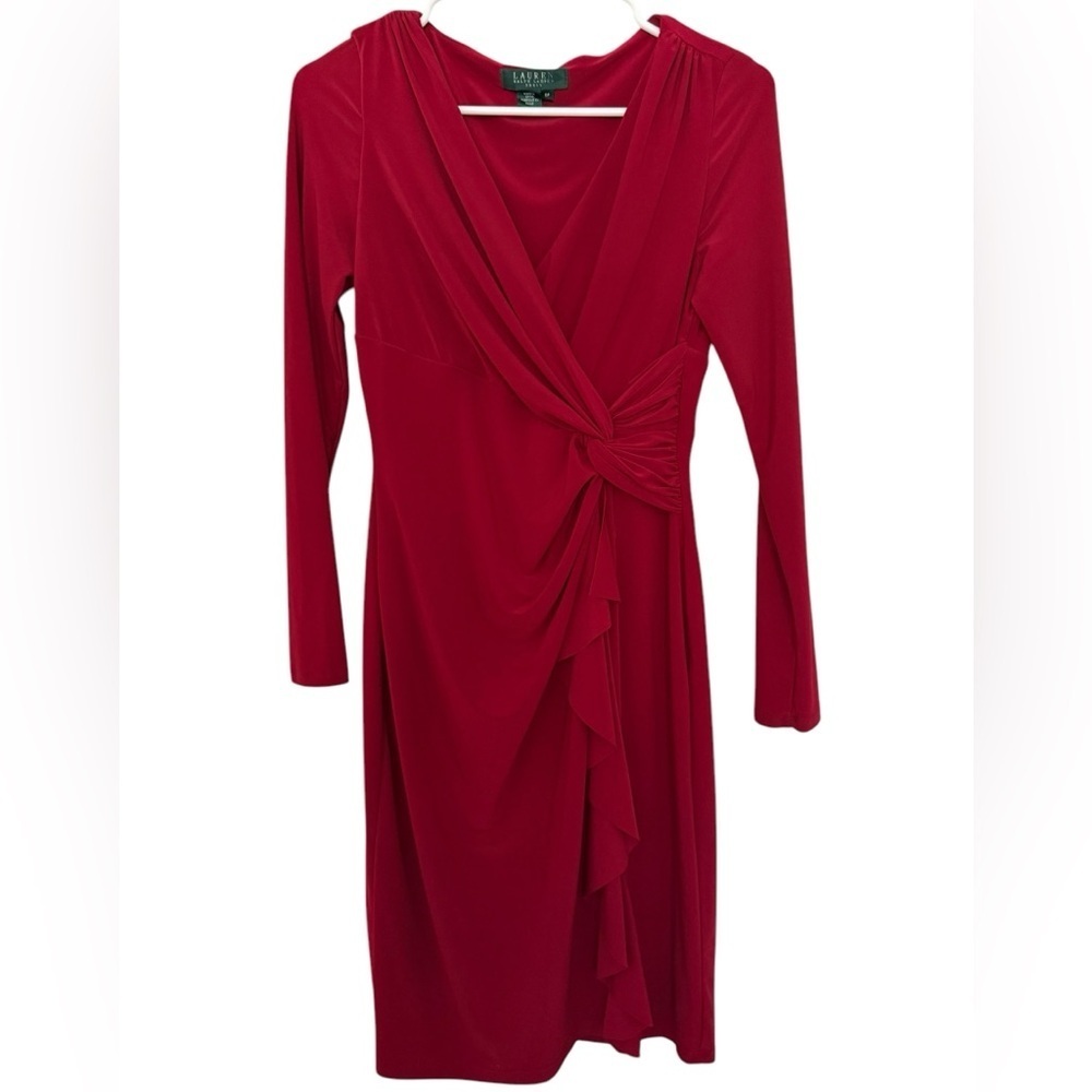 RALPH LAUREN Burgundy Wine Cocktail Dress Women 6P 6 Petite